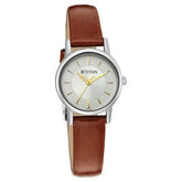 Titan Women's Watch Analog Silver Dial With Brown Leather Strap, 2593SL04